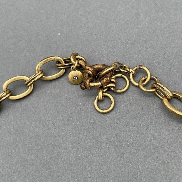 J.crew Chunky Necklace Women's Multicolor Gold Tone Rhinestone Spring Ring - Picture 3 of 3